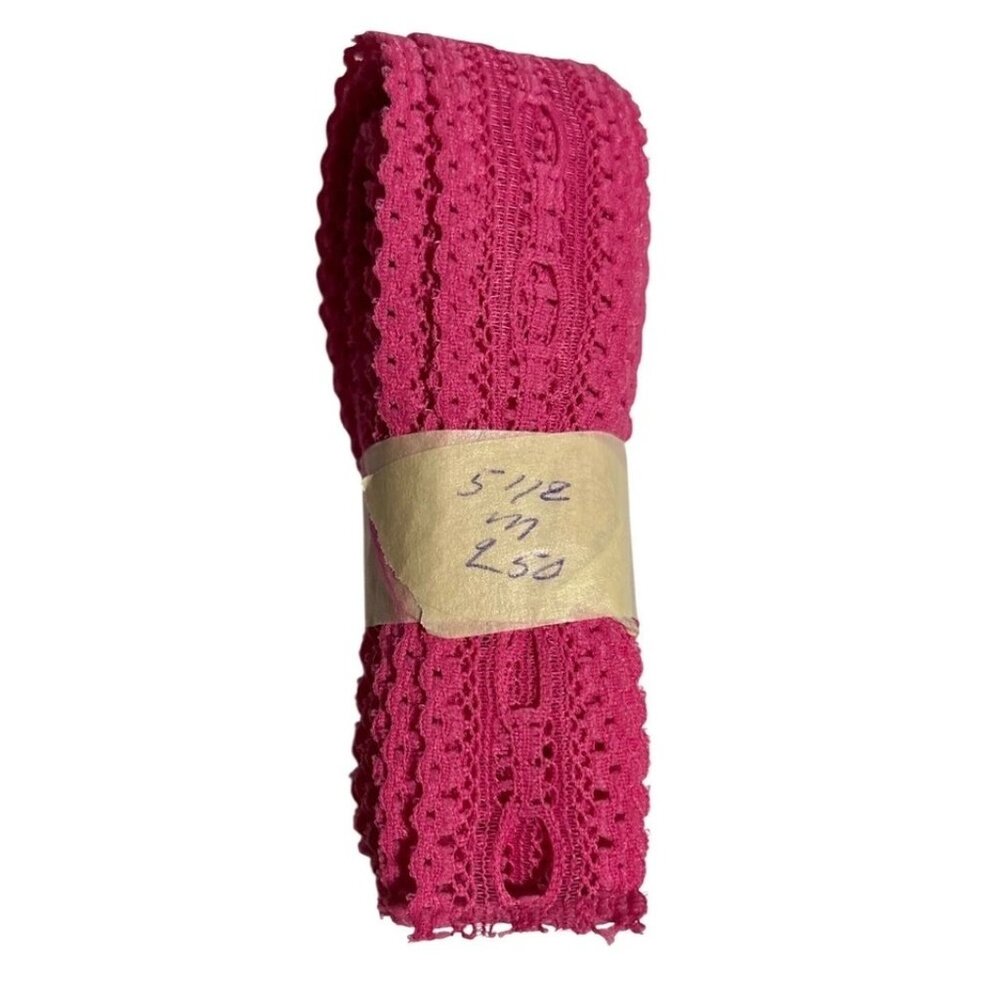 Vintage Pink Lace Trim 1 Inch Wide 5.8 Yards Crochet Style Sewing Crafting Mater